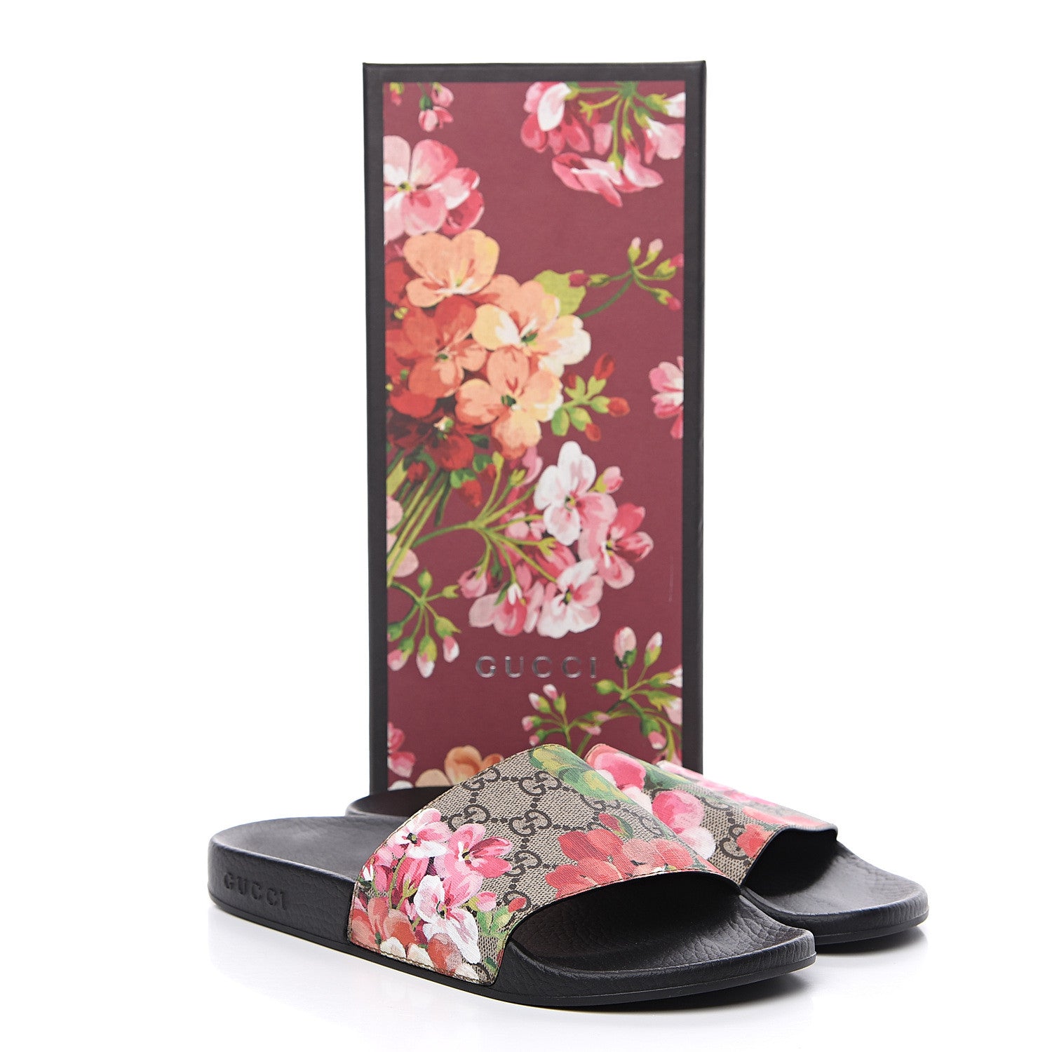 Gucci GG Supreme Monogram Blooms Slide Sandals 38 Beige Multicolor 7 of 7
