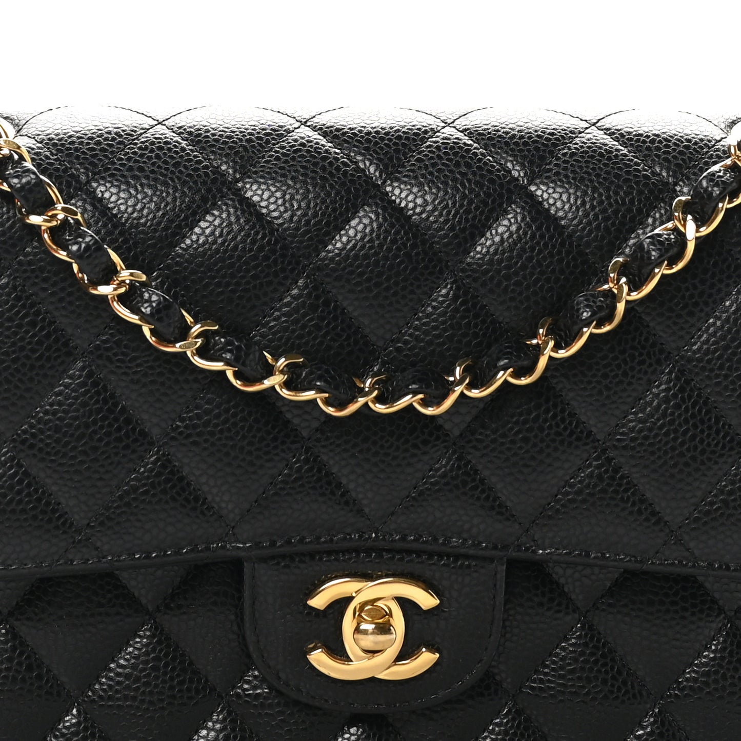 Caviar Quilted Medium Double Flap Black