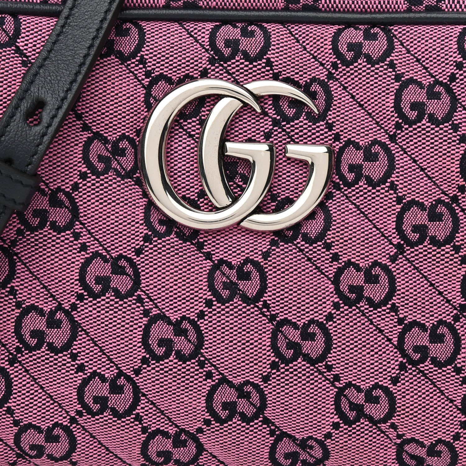 Gucci Monogram Multicolor Matelasse Diagonal Small GG Marmont Chain Shoulder Bag Pink Blue 8 of 10