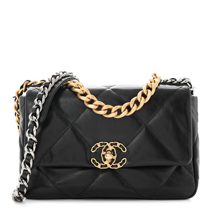 Chanel Shiny Goatskin Quilted Medium Chanel 19 Flap Black 1 of 10