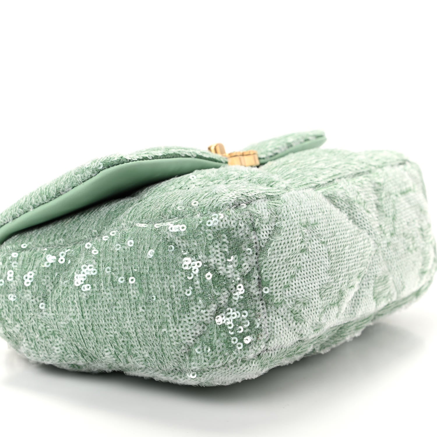 Chanel Sequin Quilted Medium Chanel 19 Flap Light Green 6 of 10