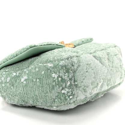 Chanel Sequin Quilted Medium Chanel 19 Flap Light Green 6 of 10
