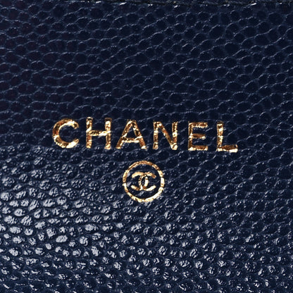 Chanel Caviar Quilted Flap Card Holder Wallet Navy Blue 6 of 10