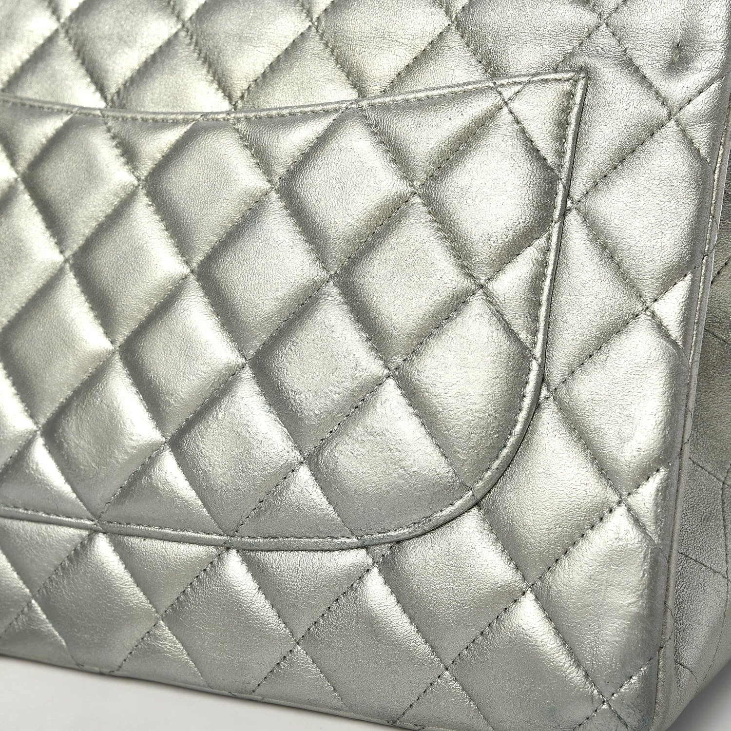 Chanel Metallic Lambskin Quilted Jumbo Double Flap Green 5 of 12