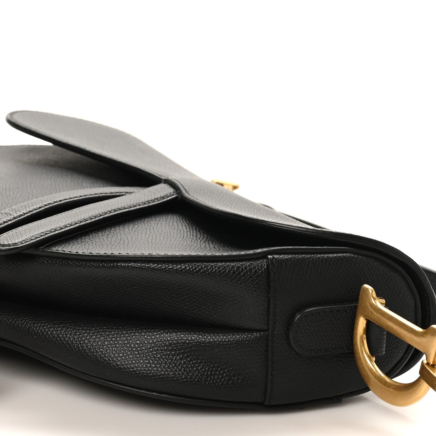 Grained Calfskin Saddle Bag Black