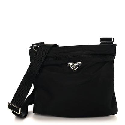 Prada Nylon Vela Flat Messenger Bag Black 1 of 9