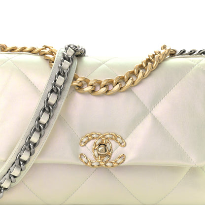 Chanel Iridescent Calfskin Quilted Medium Chanel 19 Flap White 8 of 10