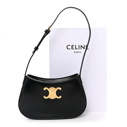Celine Shiny Calfskin Medium Tilly Triomphe Shoulder Bag Black 10 of 10