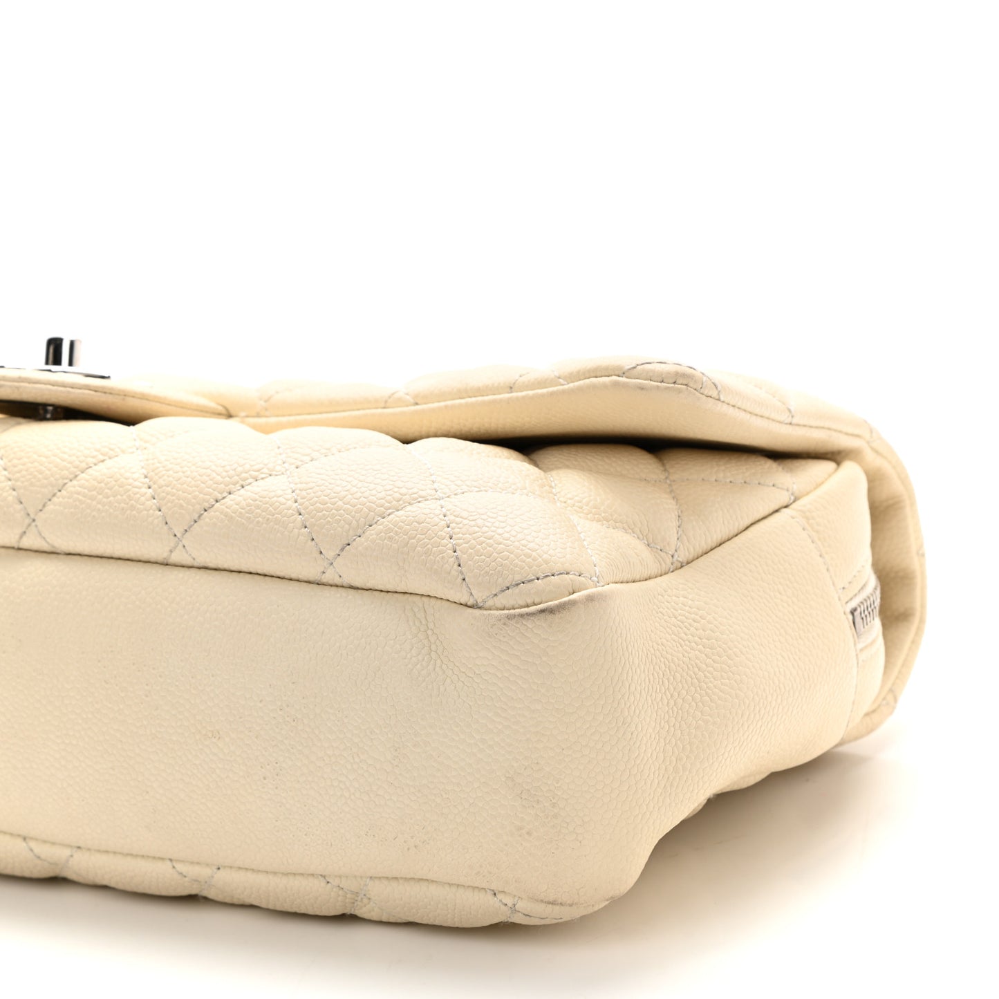 Caviar Quilted Jumbo Easy Flap Dark White