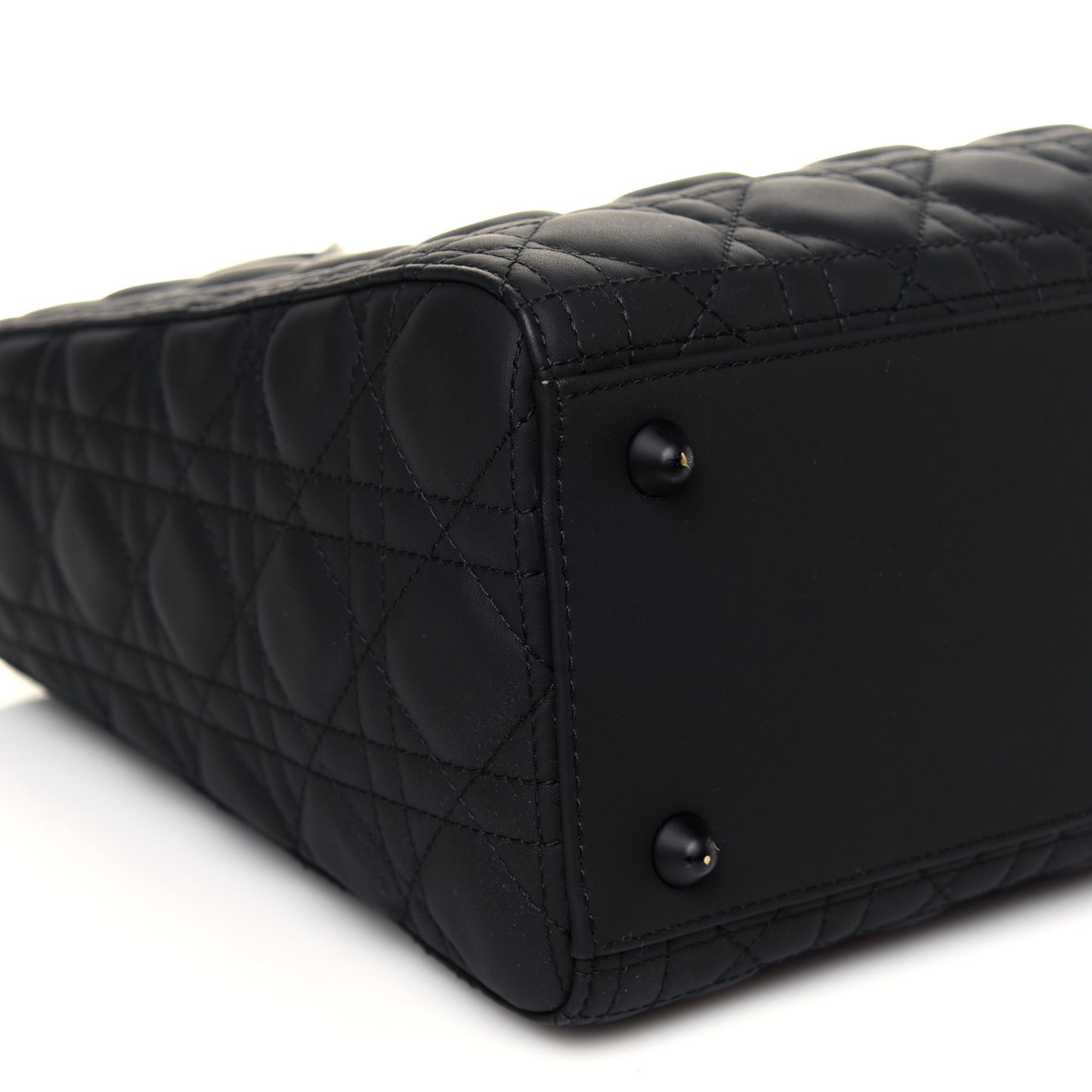 Ultra Matte Calfskin Cannage Large Lady Dior Black