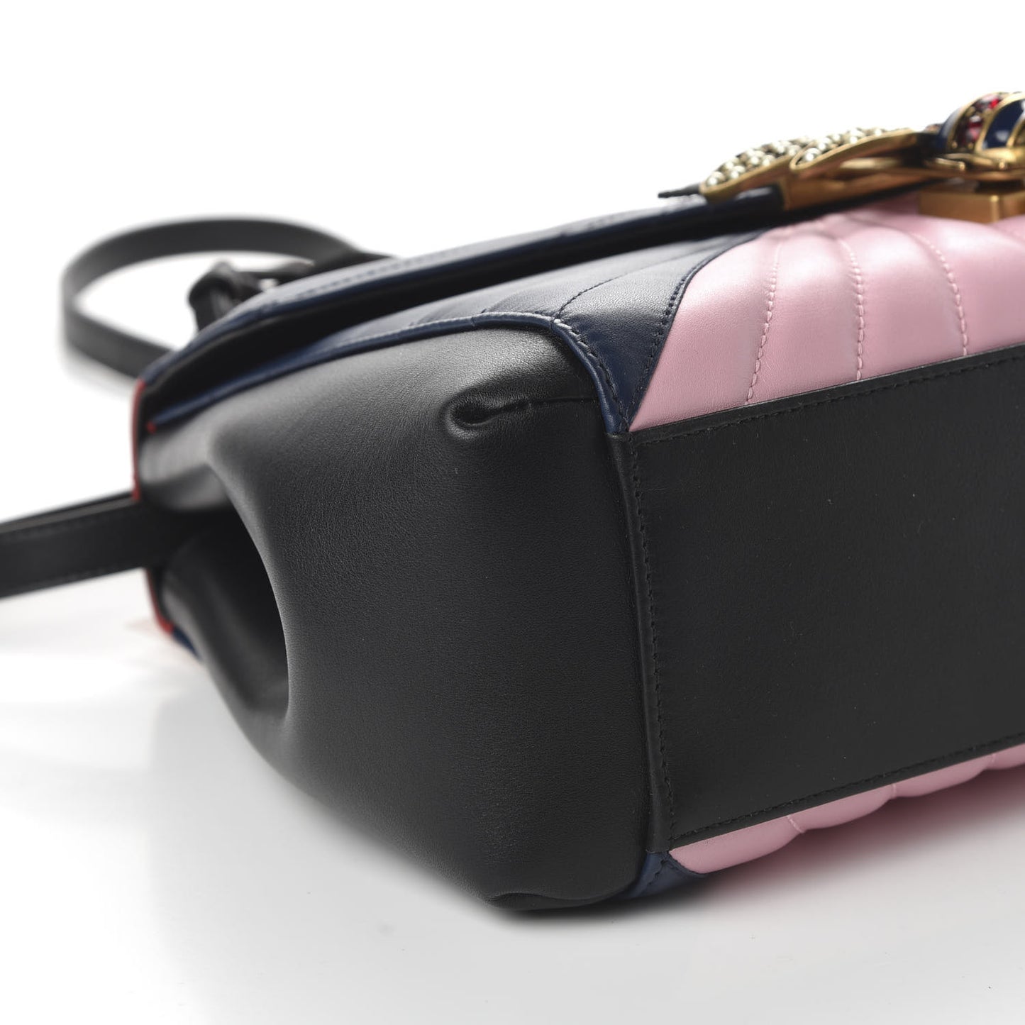 Calfskin Bamboo Trapuntata Queen Margaret Top Handle Bag Blue Agata Hibiscus Red Mystic White Sugar Pink