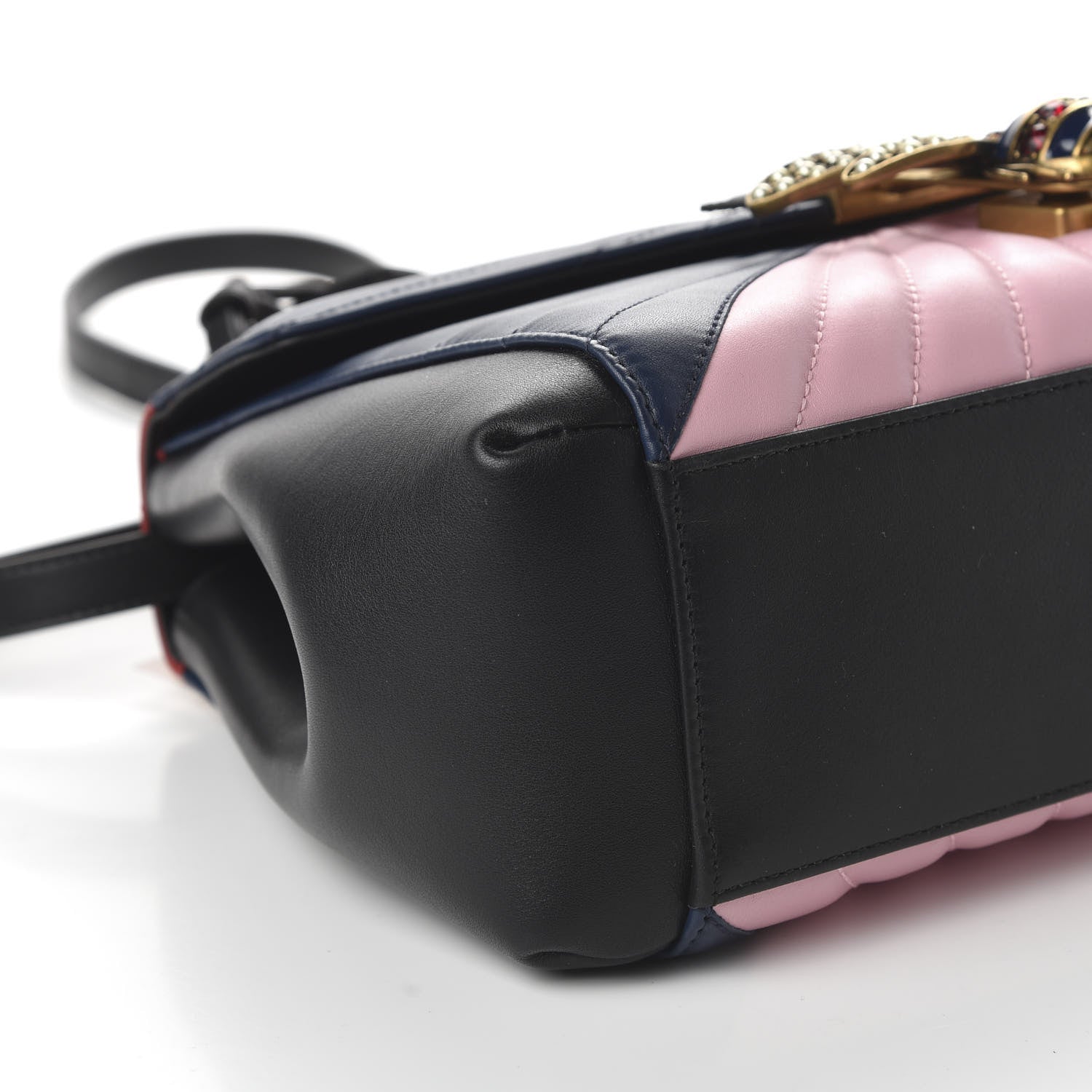 Gucci Calfskin Bamboo Trapuntata Queen Margaret Top Handle Bag Blue Agata Hibiscus Red Mystic White Sugar Pink 6 of 10