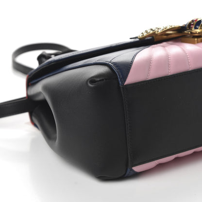 Gucci Calfskin Bamboo Trapuntata Queen Margaret Top Handle Bag Blue Agata Hibiscus Red Mystic White Sugar Pink 6 of 10