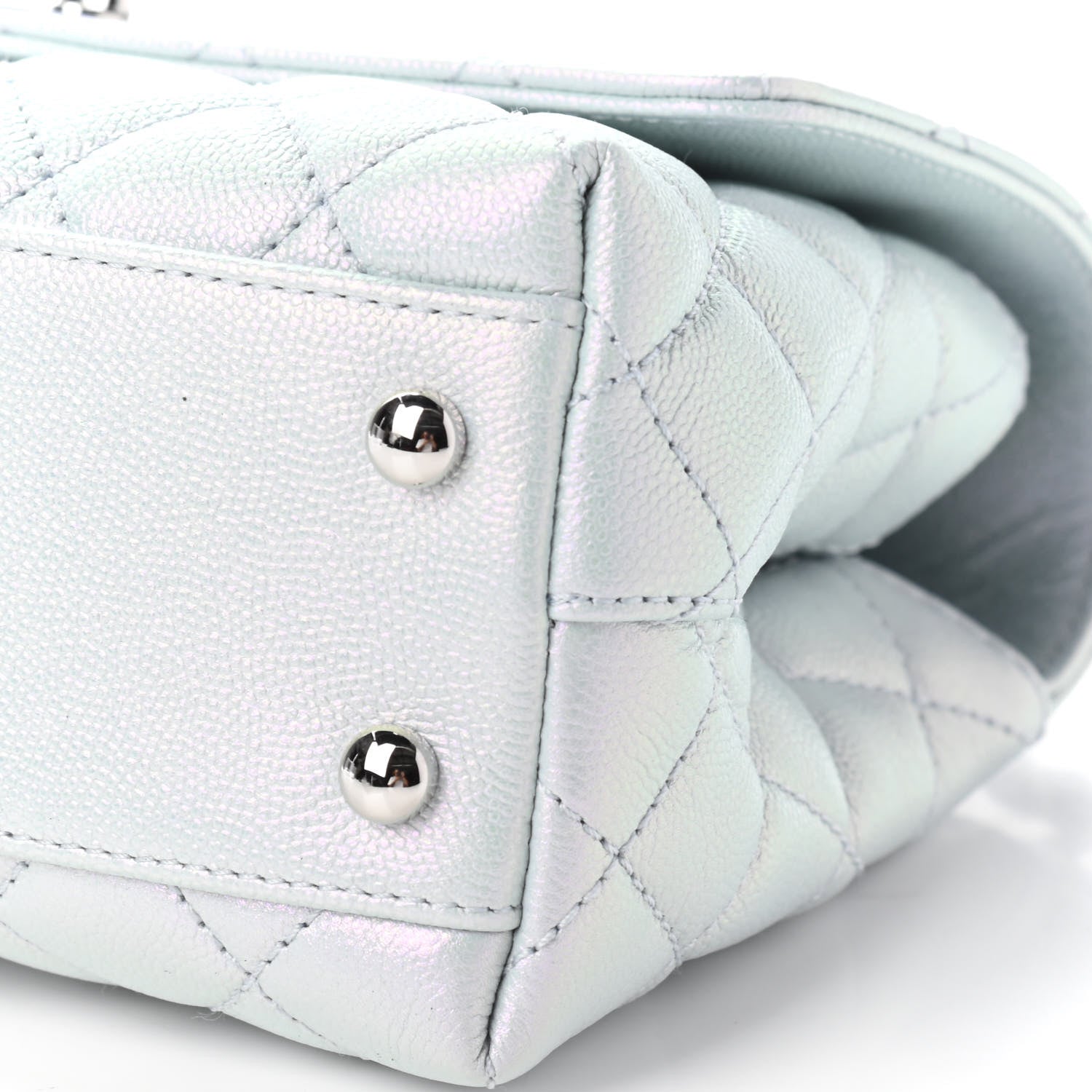 Chanel Iridescent Caviar Quilted Mini Coco Handle Flap Light Blue 9 of 9
