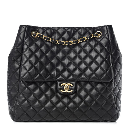 Chanel Lambskin Quilted Large Fluffy CC Shopping Tote Black 1 of 12