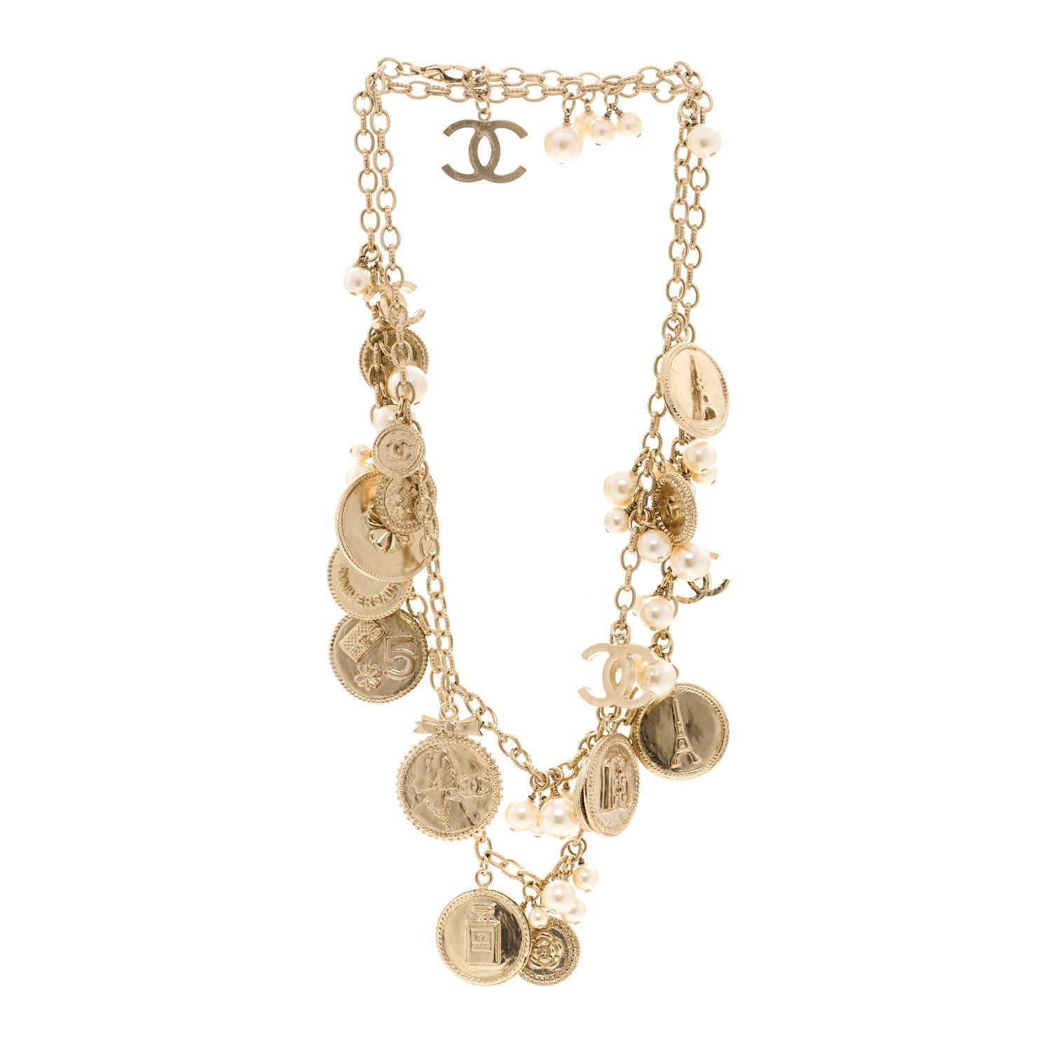 Chanel CC Medallion 100 Anniversary Chain Necklace Gold 3 of 6