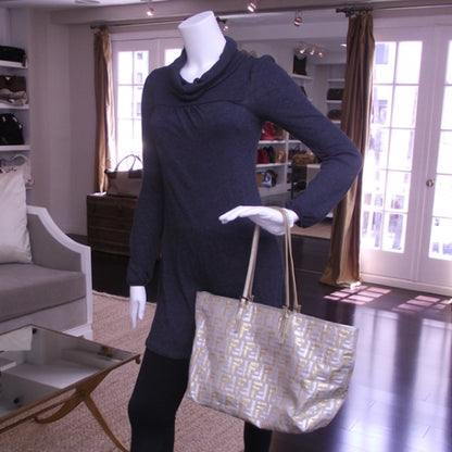 Fendi Zucchino Shopper Metallic Gold Tan 2 of 12