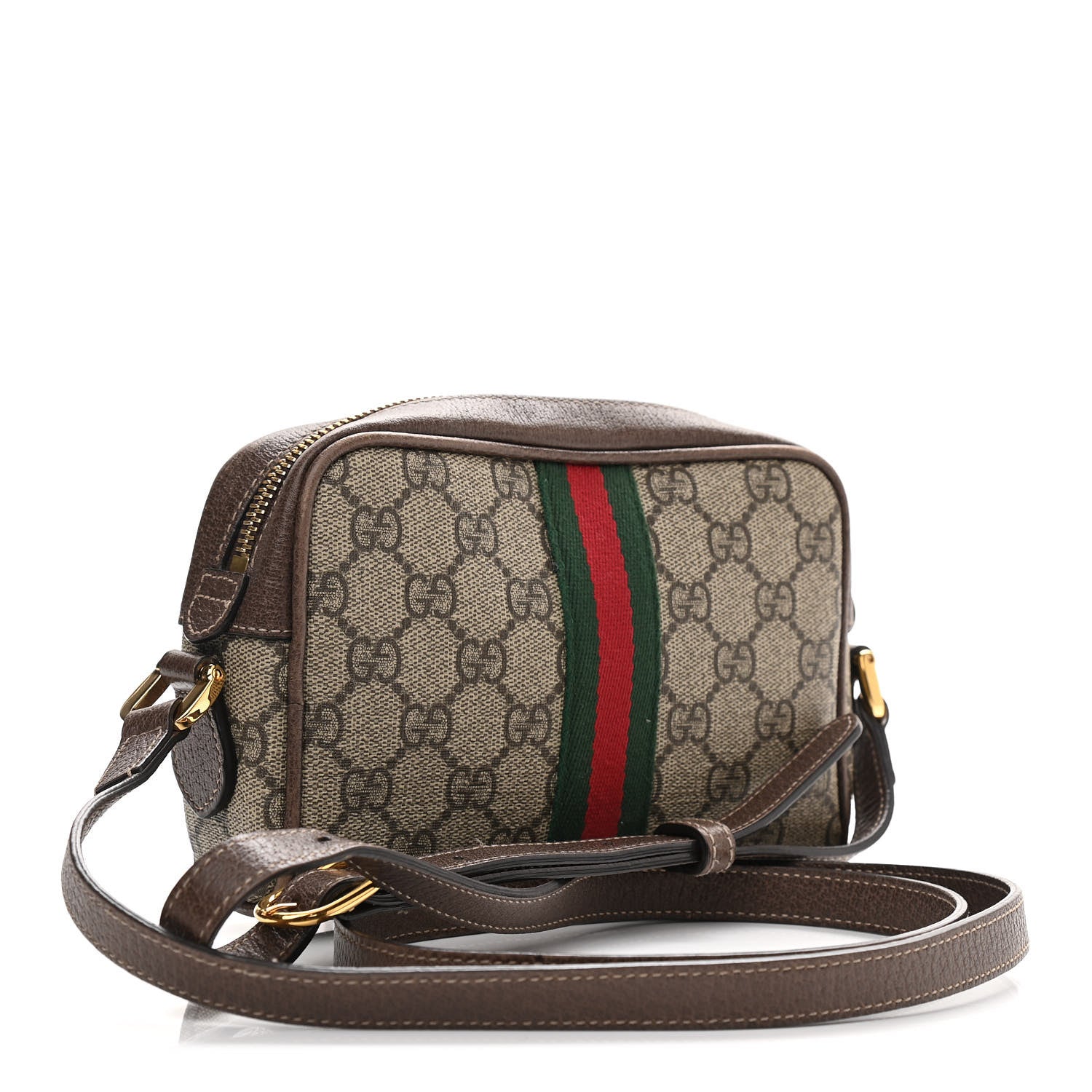 Gucci GG Supreme Monogram Web Mini Ophidia Shoulder Bag Brown 3 of 10