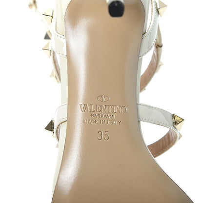 Valentino Garavani Patent Rockstud Gladiator Mid-Heel Sandals 35 Ivory 7 of 9