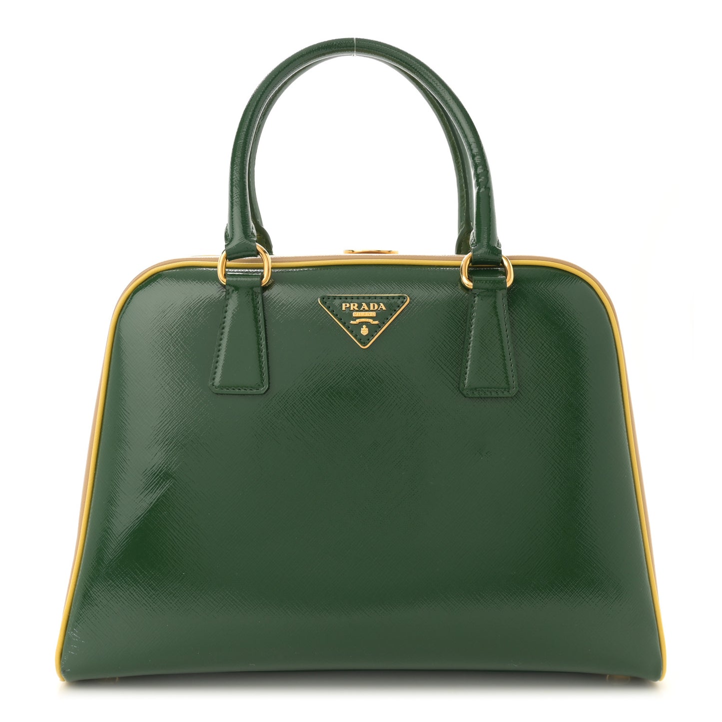 Saffiano Vernice Pyramid Bag Larice Sabbia