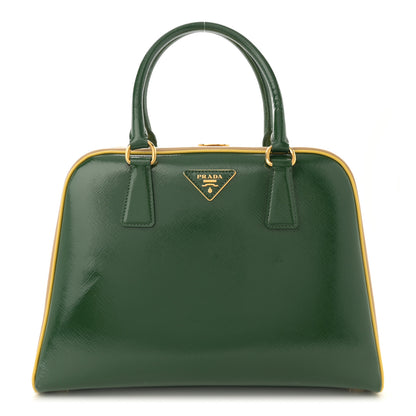 Prada Saffiano Vernice Pyramid Bag Larice Sabbia 1 of 14