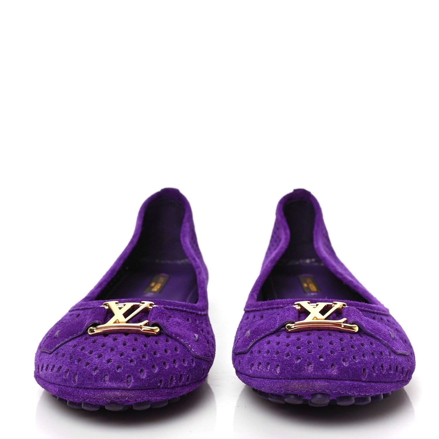 Louis Vuitton Suede Perforated Oxford Ballerina Flats 39 Violet 2 of 8