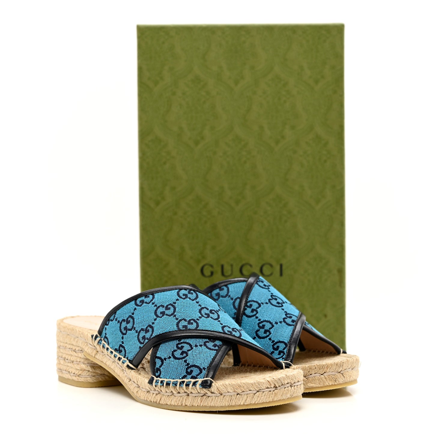 Monogram Multicolor Criss Cross Espadrille Sandals 38 Light Blue