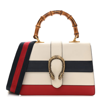 Gucci Calfskin Bamboo Web Medium Dionysus Top Handle Bag White Blue Hibiscus Red 1 of 30