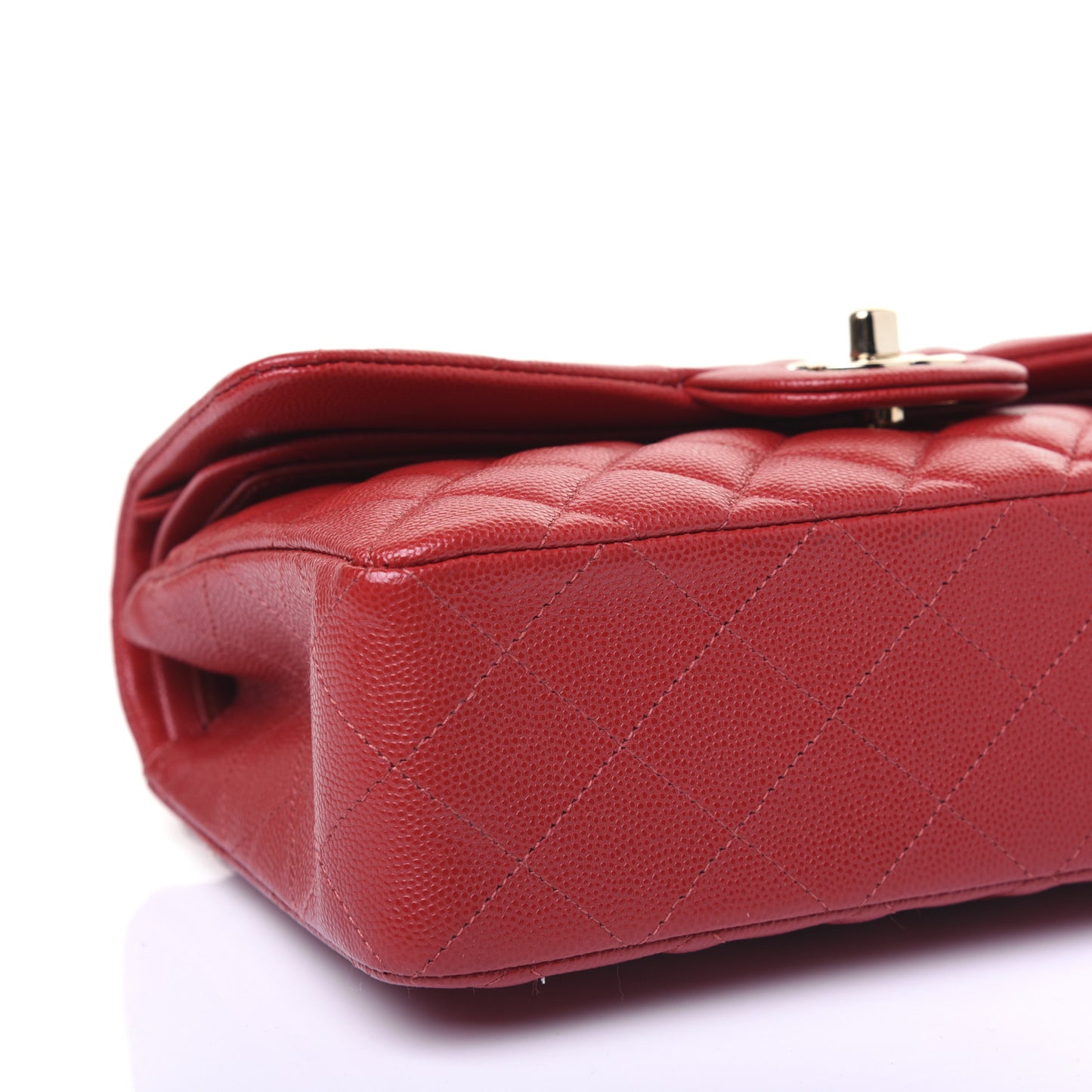 Caviar Quilted Small Double Flap Red