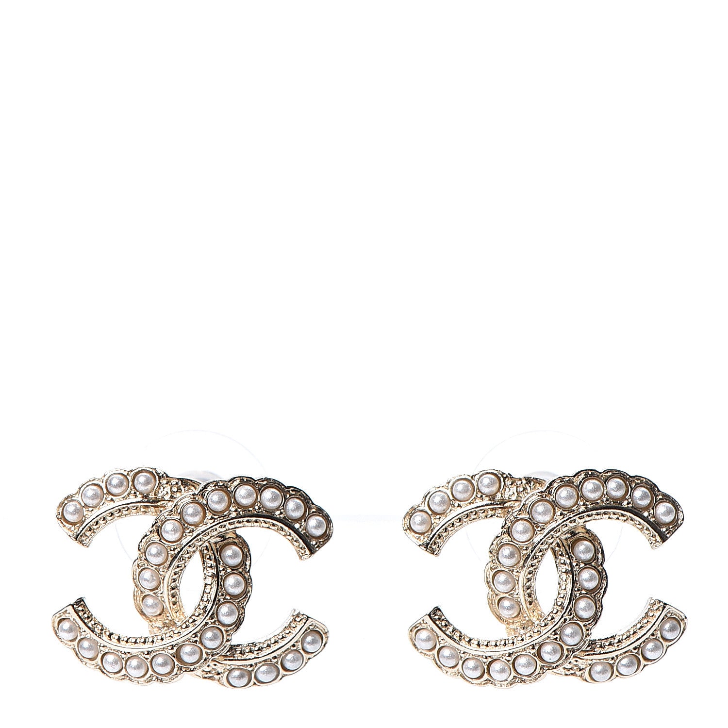 Chanel Pearl Queen of France CC Earrings Gold 1 of 5