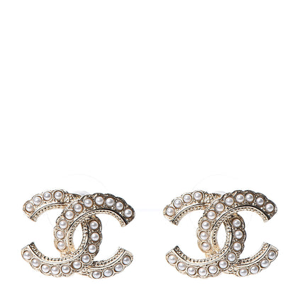 Chanel Pearl Queen of France CC Earrings Gold 1 of 5