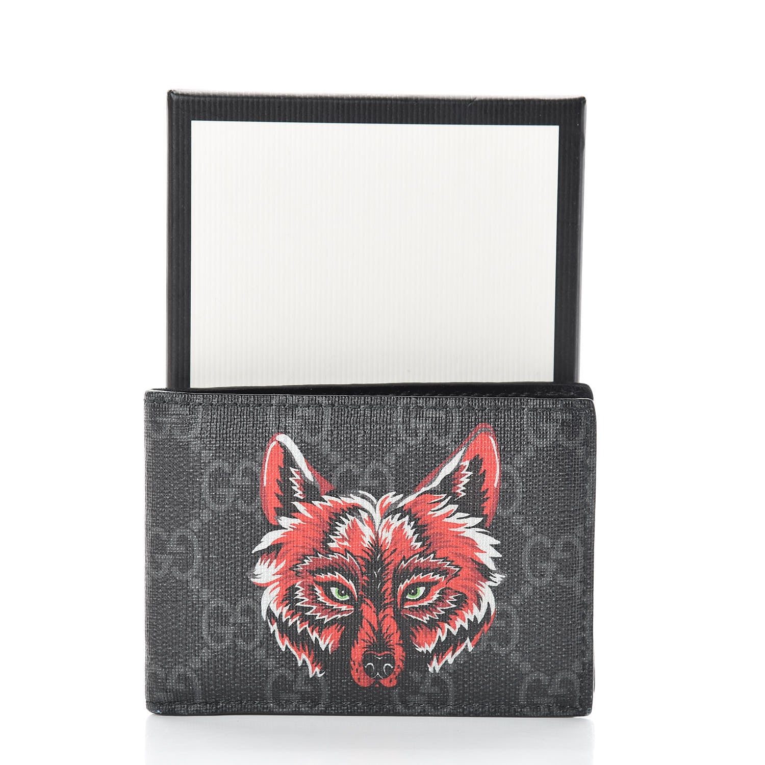 Gucci GG Supreme Monogram Fox Bi-Fold Wallet Black Grey 10 of 10