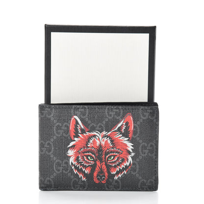 Gucci GG Supreme Monogram Fox Bi-Fold Wallet Black Grey 10 of 10
