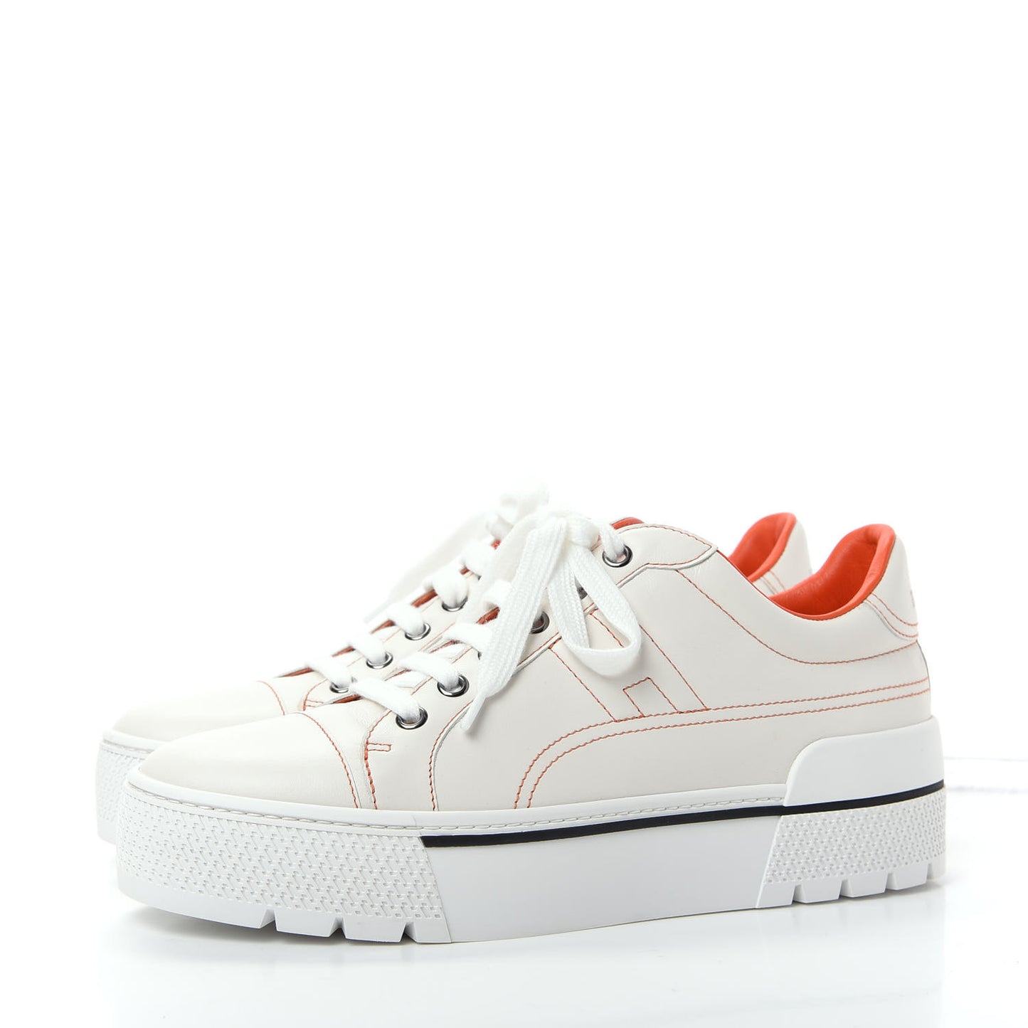 Calfskin Womens Voltage Sneakers 38.5 White Orange