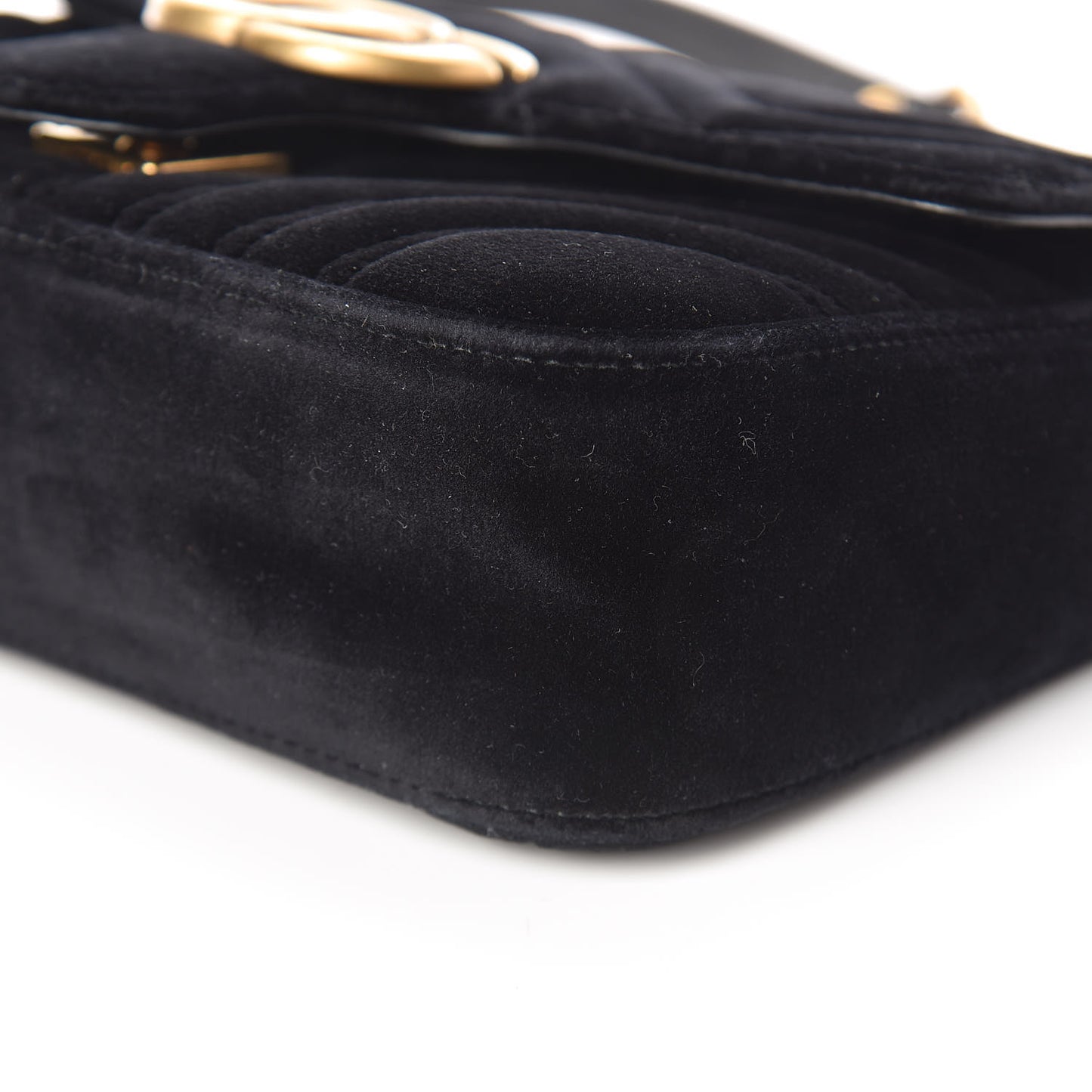 Velvet Matelasse Mini GG Marmont Shoulder Bag Black