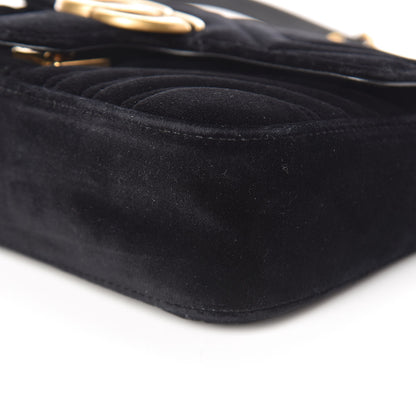 Gucci Velvet Matelasse Mini GG Marmont Shoulder Bag Black 6 of 13