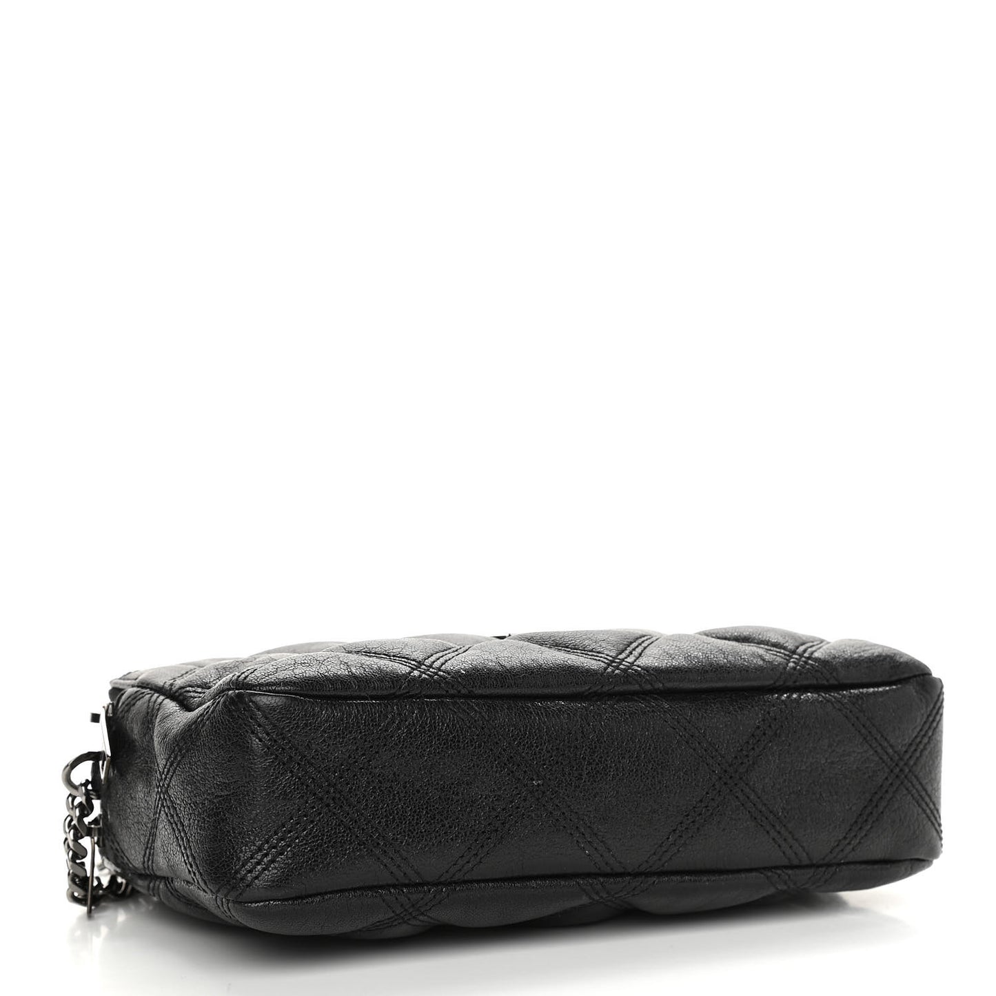 Grained Lambskin Quilted Mini Becky Double Zip Bag Black