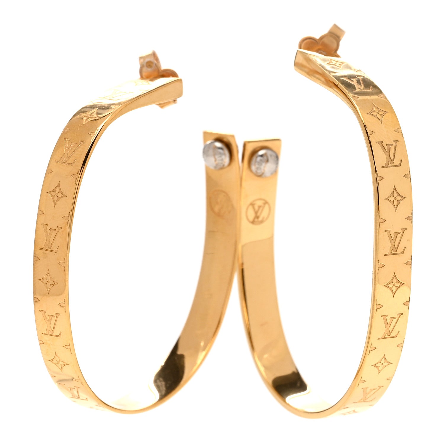 Louis Vuitton Metal Nanogram Hoop Earrings Gold 1 of 6