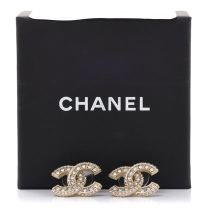 Chanel Crystal Timeless CC Earrings Light Gold 5 of 5