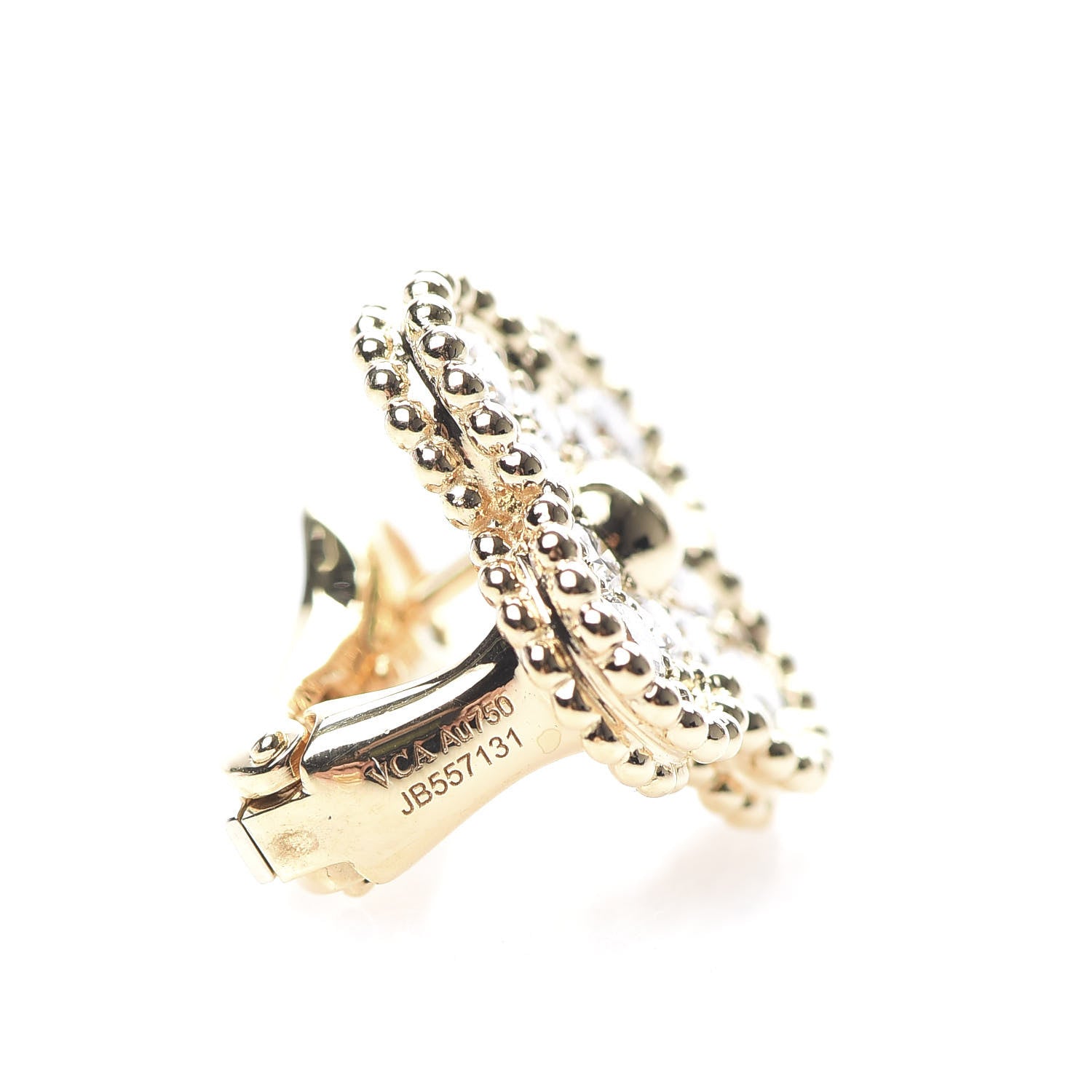 Van Cleef & Arpels 18K Yellow Gold Diamond Vintage Alhambra Earrings 3 of 6