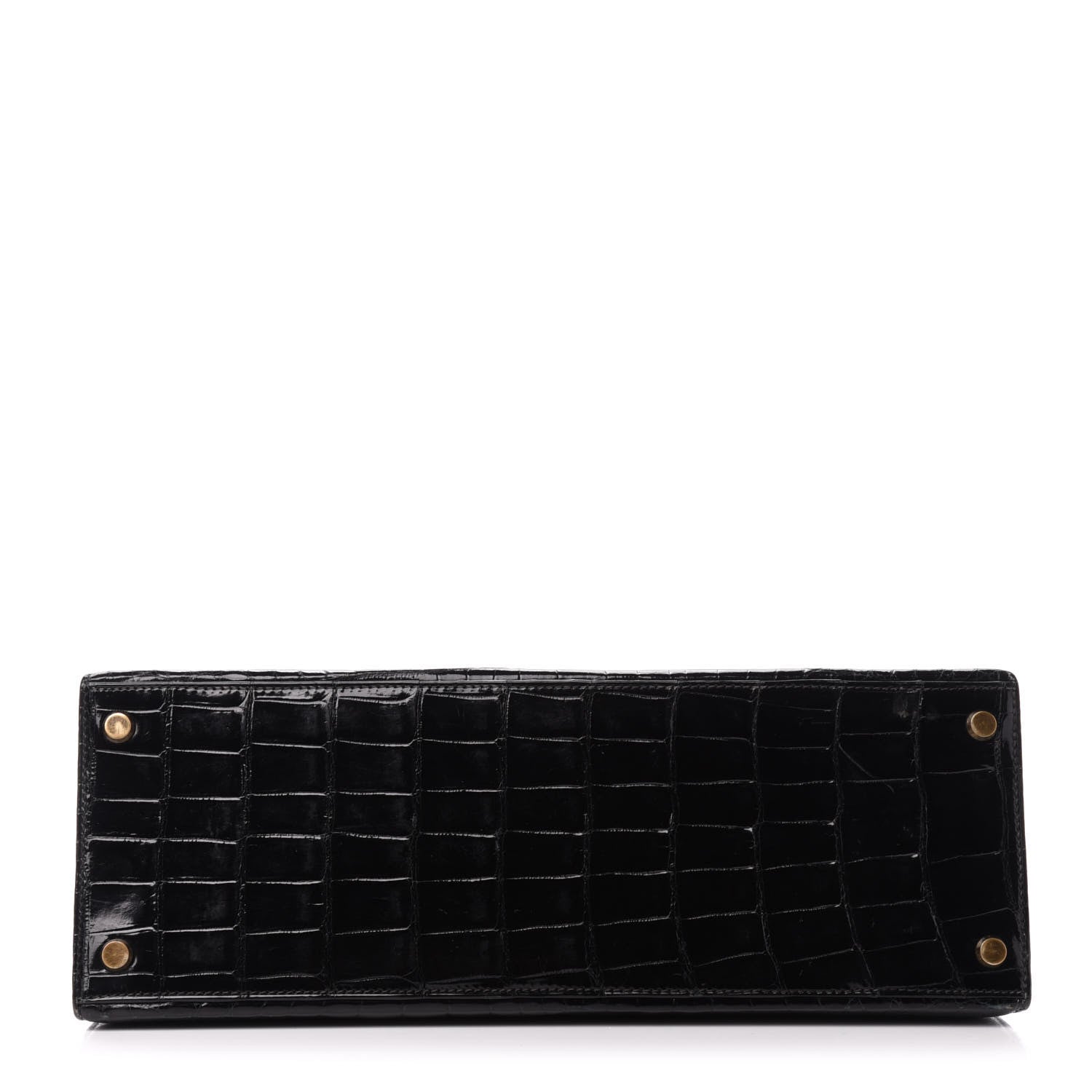 Hermes Shiny Crocodile Kelly Sellier 32 Black 6 of 33
