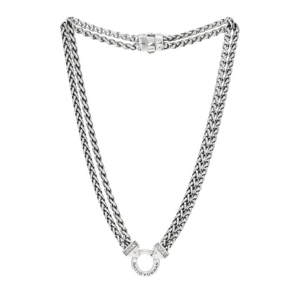 David Yurman Sterling Silver Diamond 18mm Double Wheat Chain Necklace 2 of 4