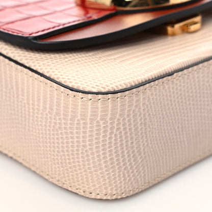 Chloe Calfskin Crocodile Embossed Mini C Double Carry Pink Red 7 of 8