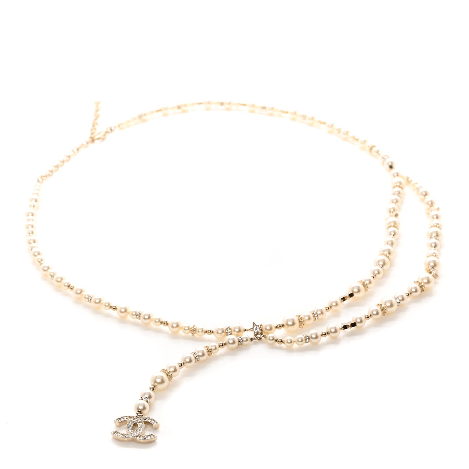 Chanel Pearl Crystal CC Star Belt Gold Pearly White 1 of 5