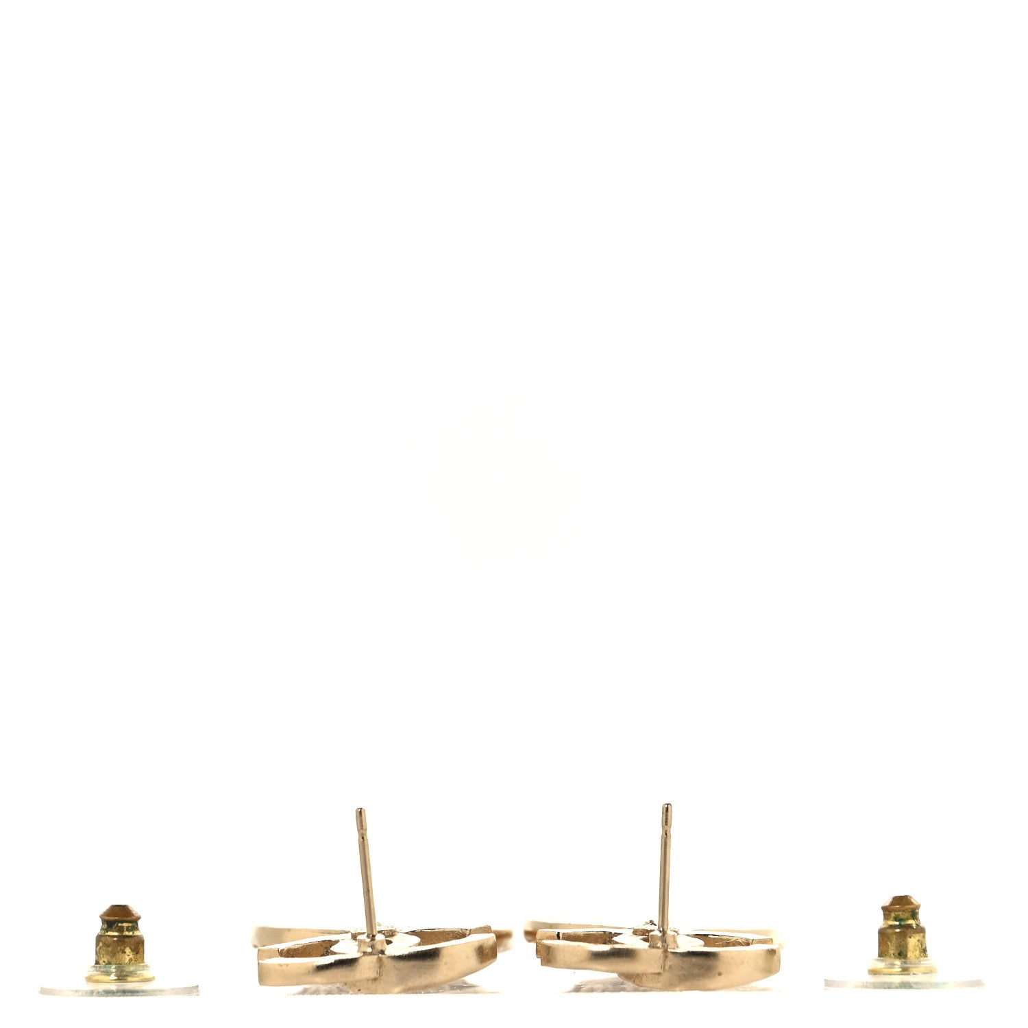 Chanel Crystal CC Medallion Drop Earrings Gold 3 of 4