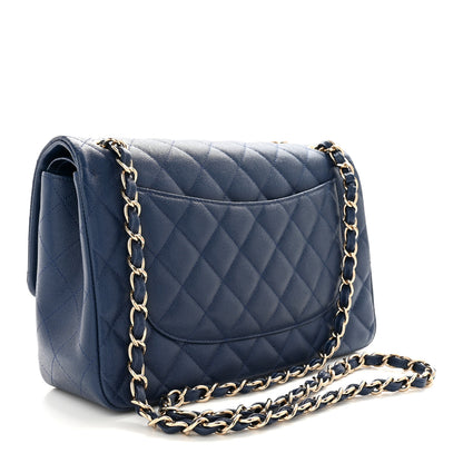 Chanel Caviar Quilted Jumbo Double Flap Navy Blue 3 of 12