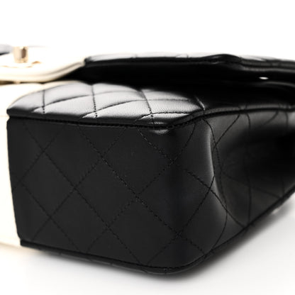 Chanel Lambskin Quilted Medium Double Flap Black White 10 of 10