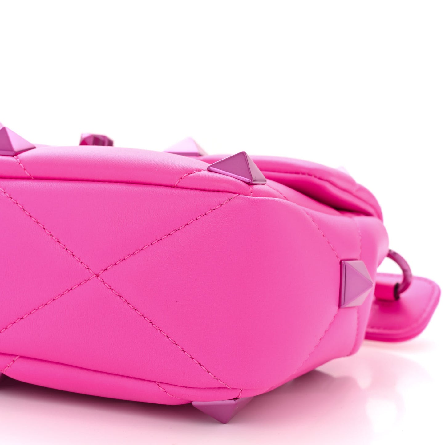 Nappa Lacquer Monochrome Medium Roman Stud Shoulder Bag Pink PP