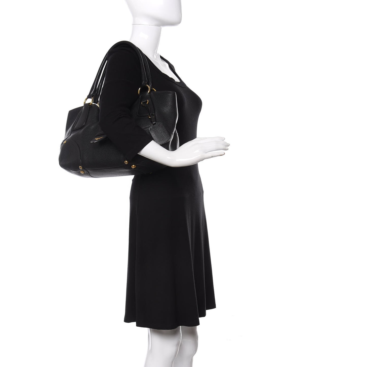 Vitello Daino Buckle Tote Black