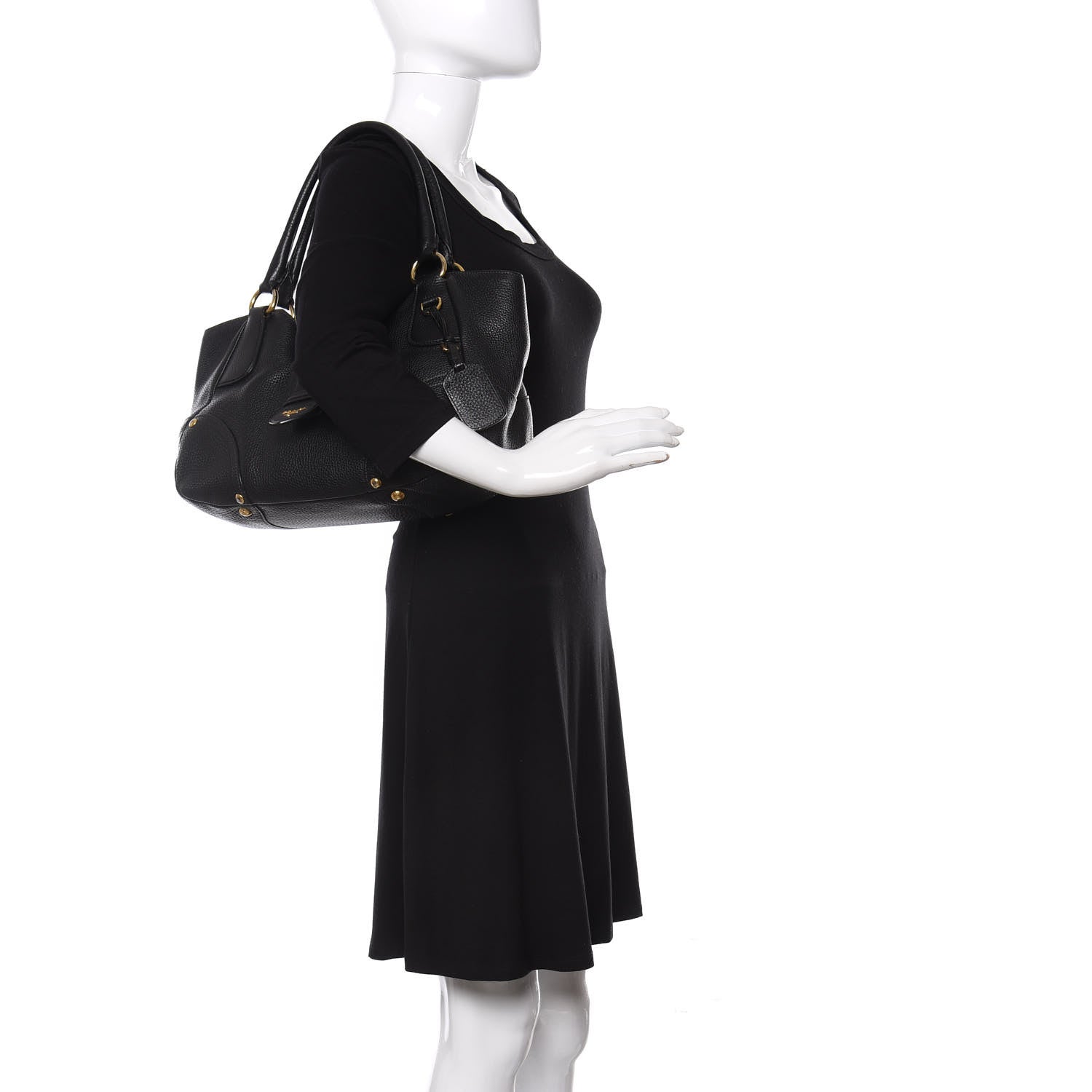 Prada Vitello Daino Buckle Tote Black 2 of 12